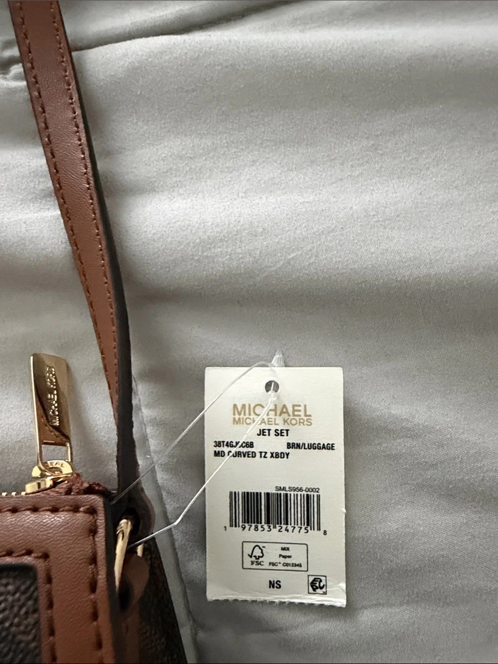 NWT Michael Kors Brown Signature MK Logo Crossbody with Gold-Tone Logo